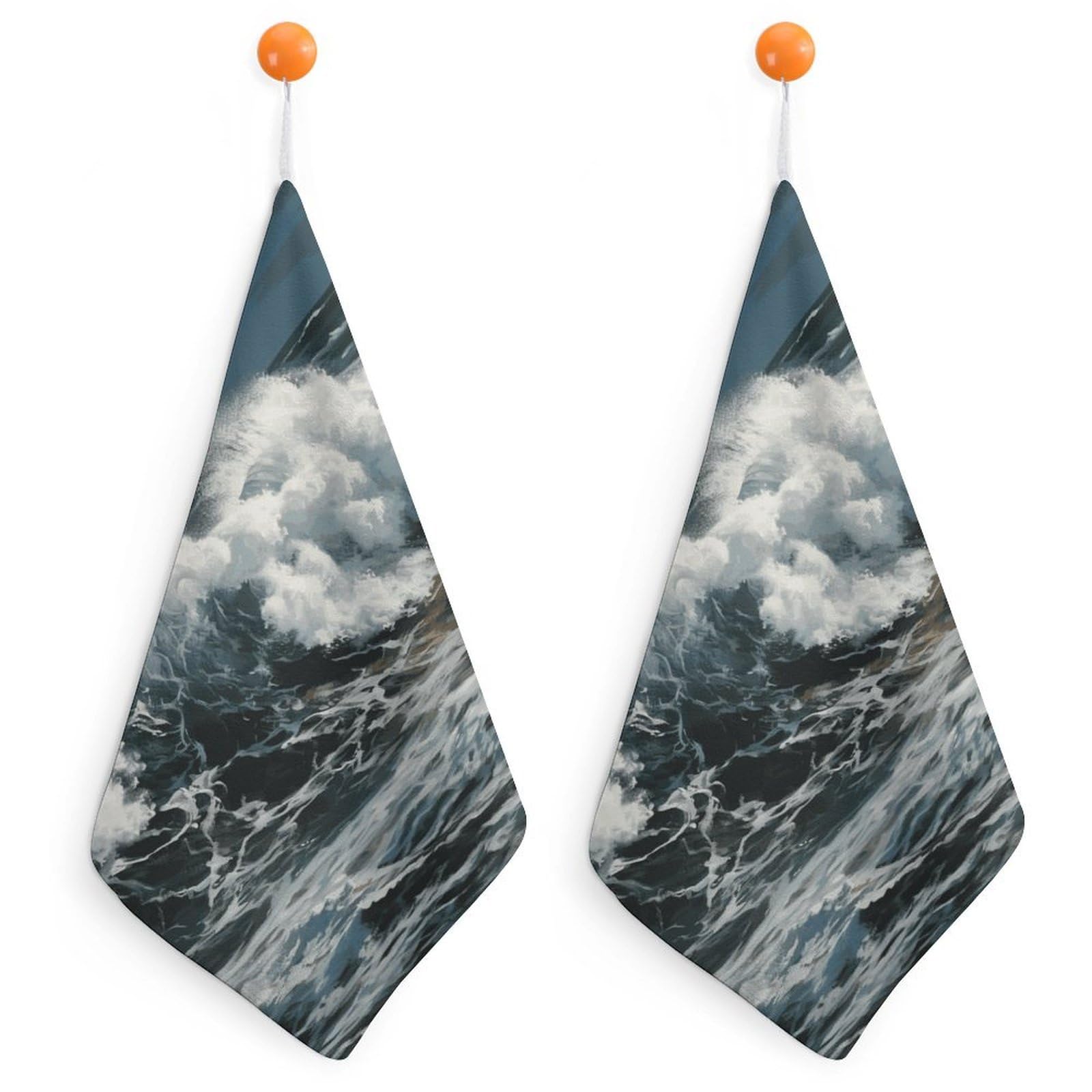 LDGSUPH The Sea Waves Hand Towels Fashion Hand Face Towel with Hanging Strap Absorbent Soft Decorative Towel Fade Resistant Cozy Face Cloths for Kitchen Gym Bathroom Towels 2PCS
