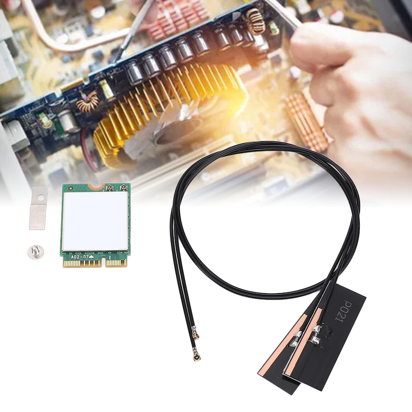 Ax201NGW Tarjeta Inalámbrica M.2 Módulo de Computadora Portátil WiFi con Bluetooth 5.0,3000Mbps 2.4GHz y 5 GHz Double WiFi 6 Adaptador de (Antenas construidas)