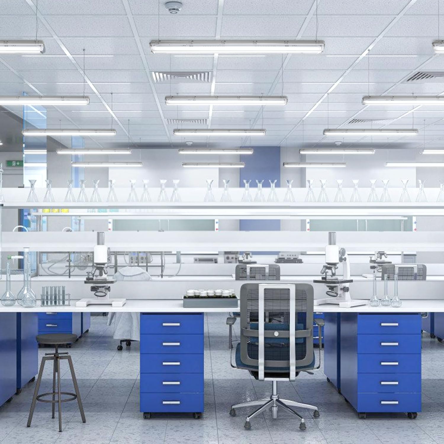 Fiqops Lampada a LED per ambienti umidi, 120 cm, 2 x 18 W, 3600 lm, luce bianca fredda, 6500 K, IP65, impermeabile, per ambienti umidi, doppio tubo T8, lampada tubolare da officina, per garage