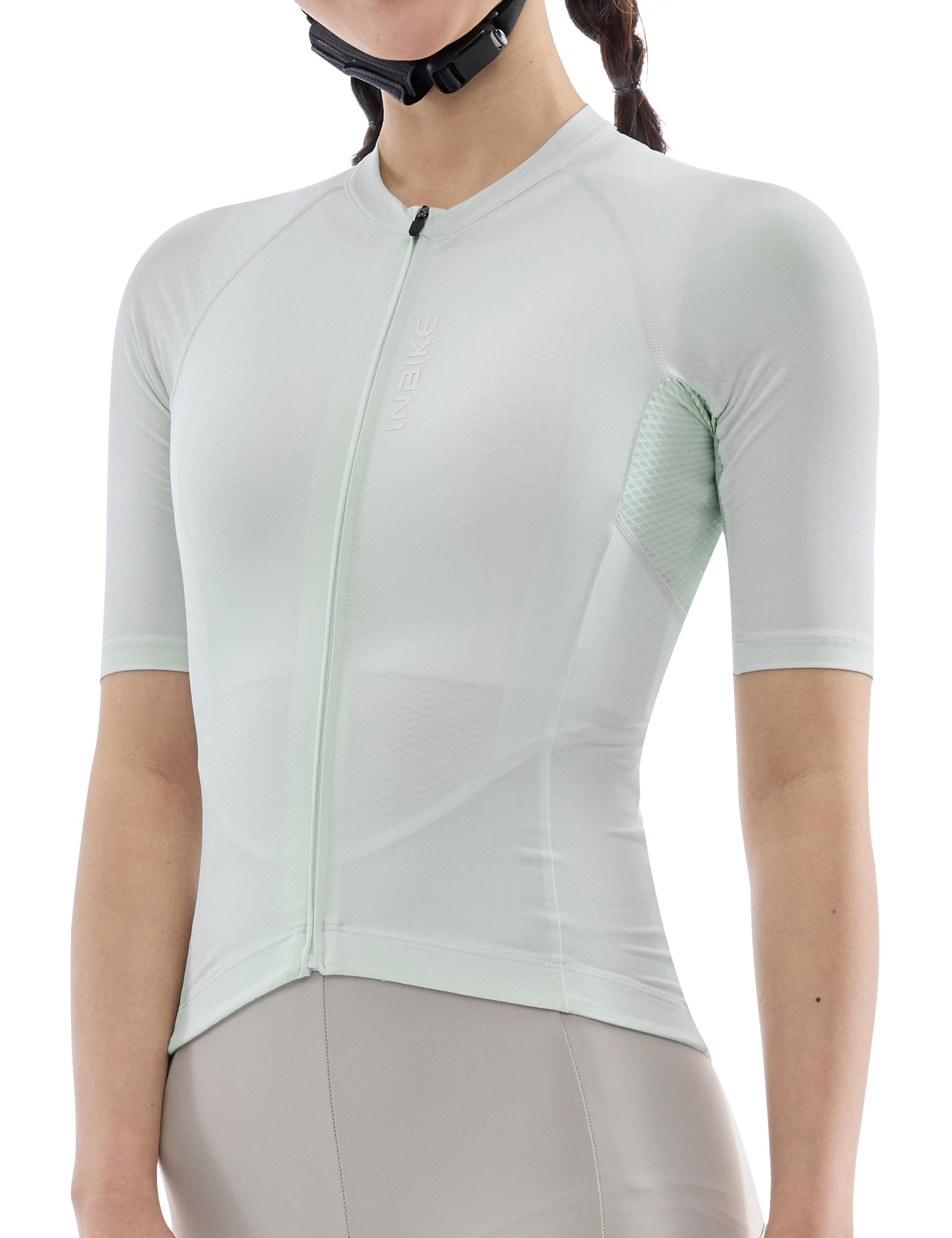 INBIKE Radtrikot Damen Kurzarm Sommer Atmungsaktiv Schnelltrocknend Fahrradtrikot mit Mesh Enges Rennrad Trikot MTB Shirt mit Anti-Rutsch Saum für Radsport Farrad E-Bike
