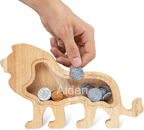 Miniatura 9 de Banco de monedas personalizado para niños, hucha de madera con nombre, caja de dinero grabada con texto, hucha de madera para regalo para niños y