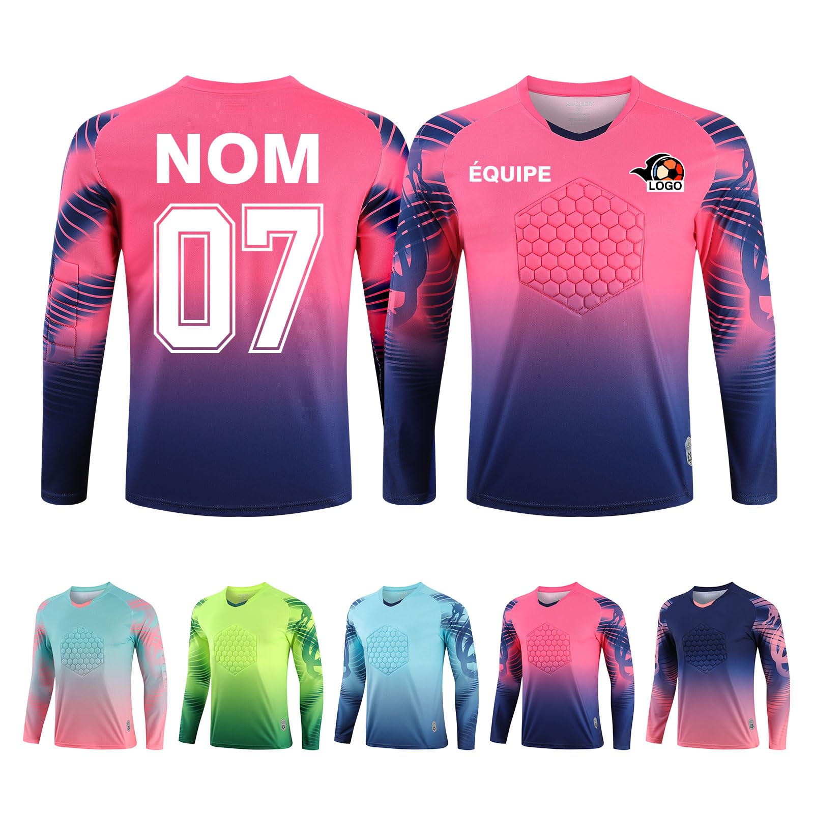 LAIFU Maillot de Gardien de But personnalisé, Nom personnalisé, Nom de l'équipe, Logo du numéro Maillot de Gardien de But
