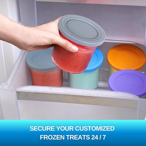 Miniatura 4 de Recipientes para helados, paquete de 4 unidades, tazas adicionales de repuesto para pintas y tapas de creami ninja, compatibles con máquinas de