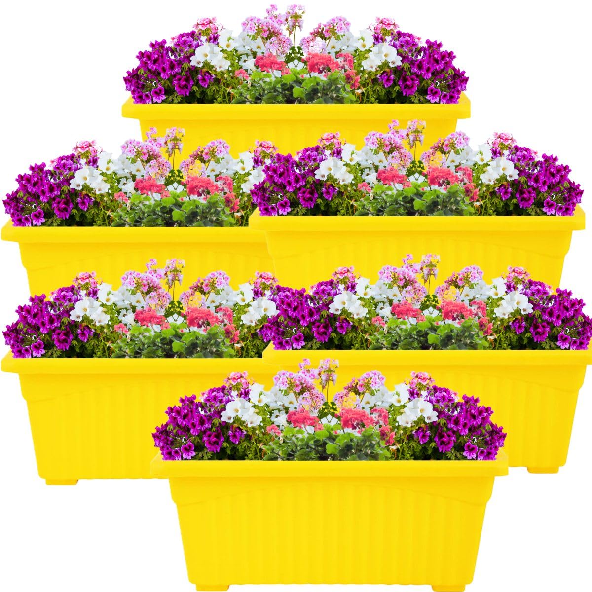 TECHBLAZE 14 Inch Rectangular Flower Pot | Plant Container Set |Jupiter Plastic Flower Pot for Home Balcony, Window, Garden |Planters for Plant Pack of 4 (Yellow) (B0D3F2LJZ7) Amazon Price History, Amazon Price Tracker