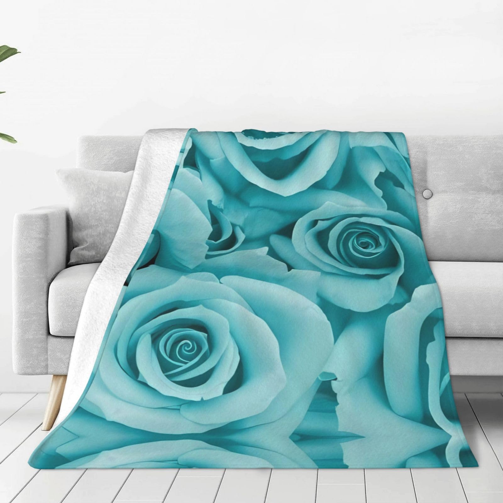 Coperta in pile ultra morbida, leggera, moderna, per divano, letto, decorazione per la casa (grigio turchese, 152 x 127 cm (lunghezza x larghezza