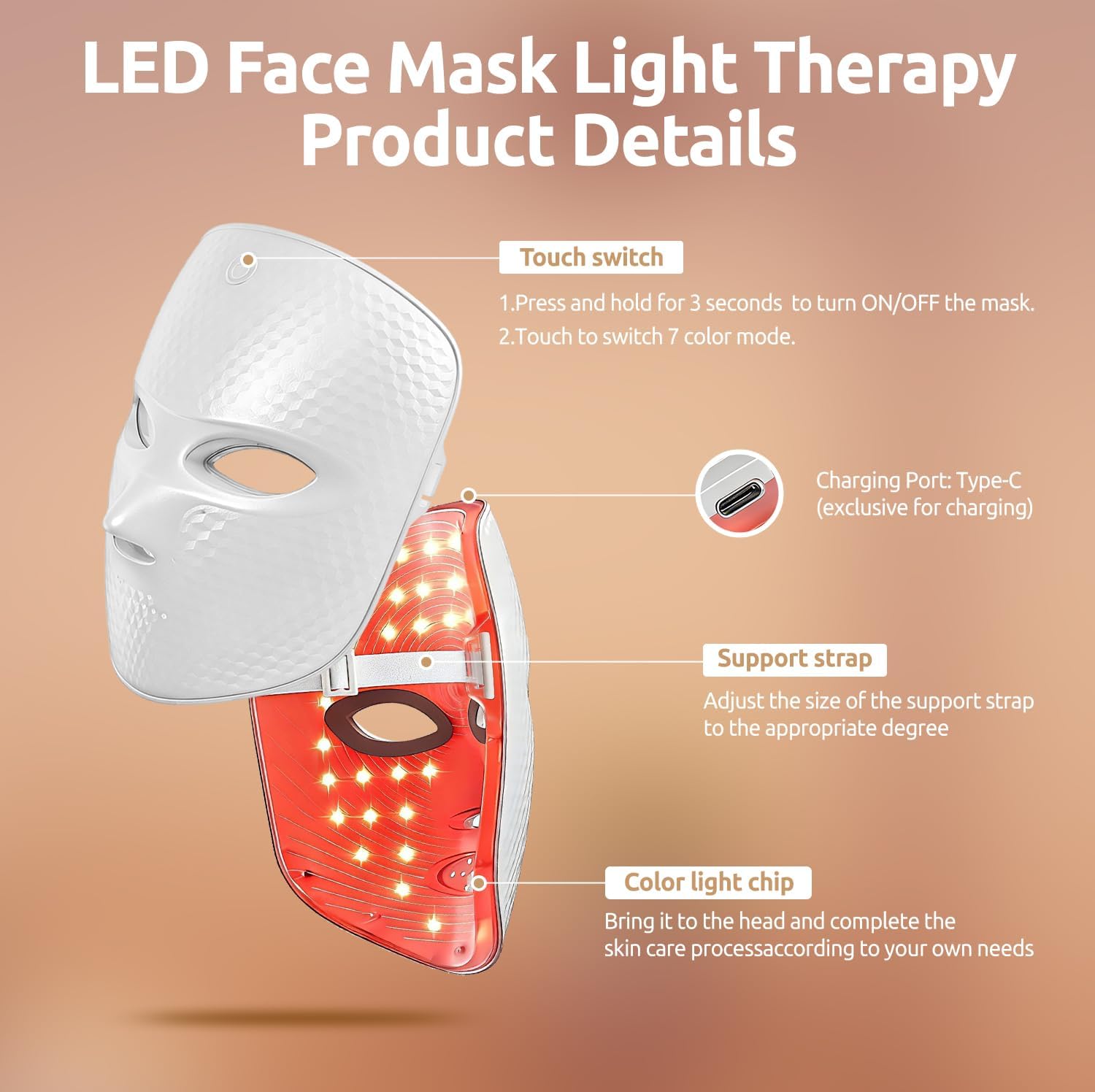 LED Therapy Mask,(Model M226 and MN1 LED Facial Mask),Suitable for Home/Travel/Yoga use