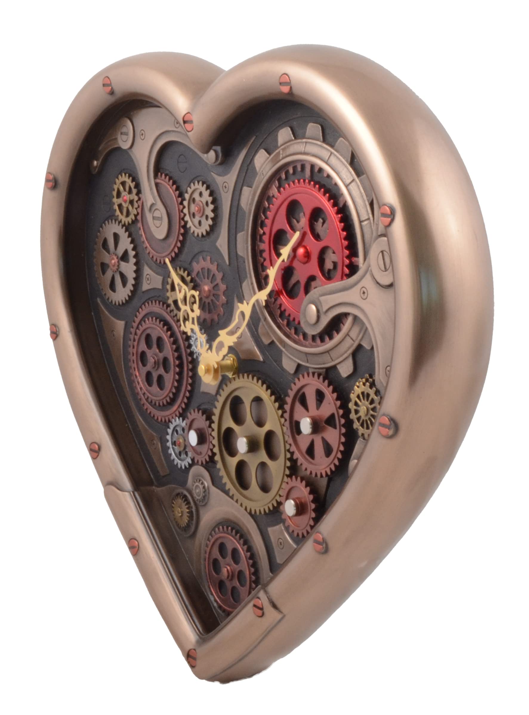 Veronese - Orologio da parete Steampunk a forma di cuore, bronzato