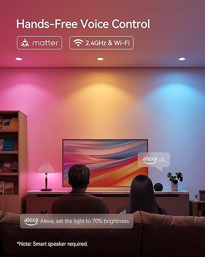 Miniatura 6 de Matter - Bombillas inteligentes, bombilla que cambia de color, requiere concentrador, A19 60W, WiFi de 2.4 GHz, compatible con Alexa Google