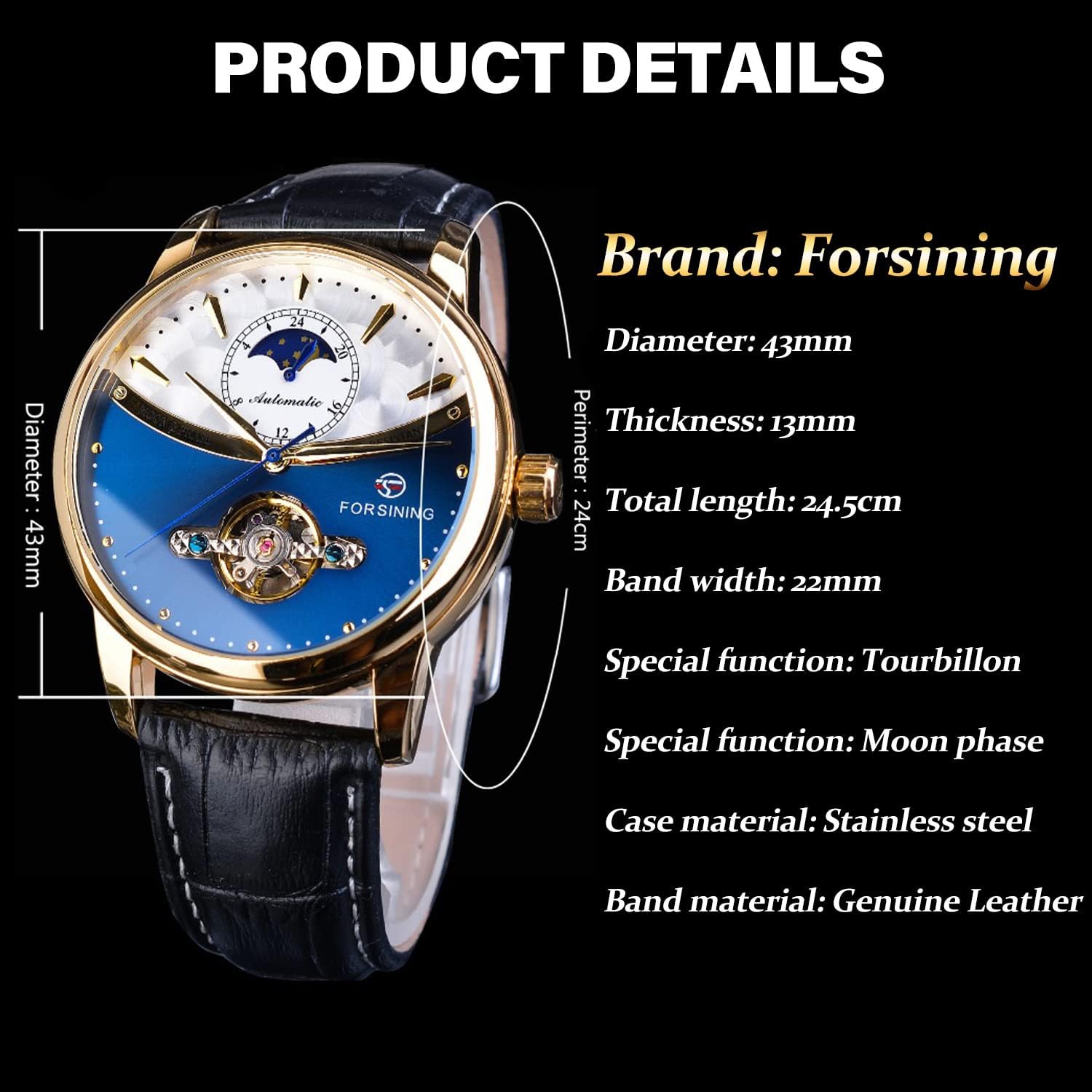 FORSINING Men's Watch Mechanical Moon Phase Bhutan Ubuy