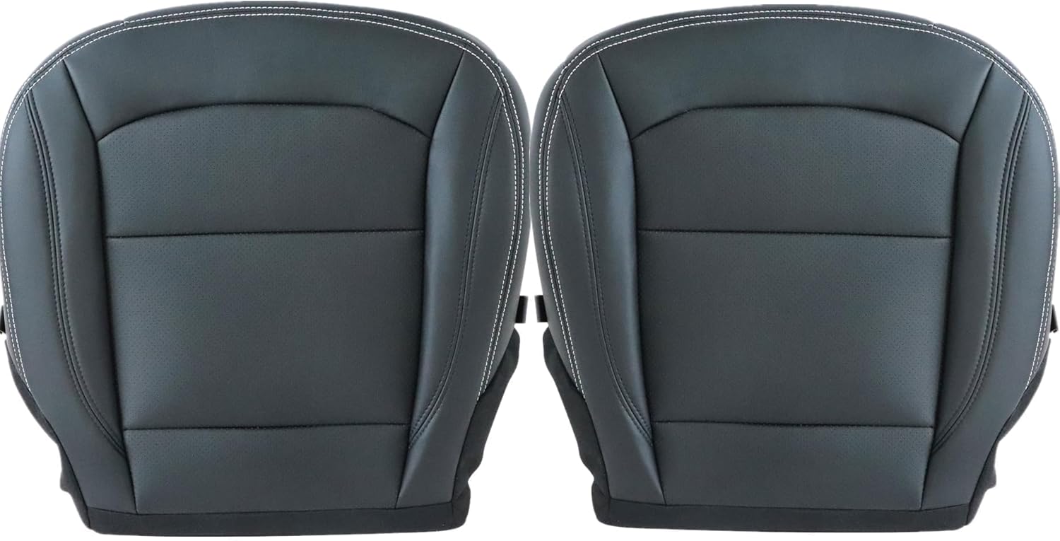 Driver & Passenger Side Bottom Perforated Black Microfiber Leather Seat Cover Compatible with Ford Explorer 2016 2017 2018 2019