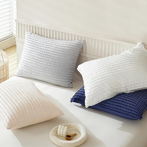 Miniatura 9 de WARMDERN Juego de 2 fundas de almohada azules de microfibra suave, fundas de almohada de microfibra suave con cierre de sobre (azul, King 20 x 36