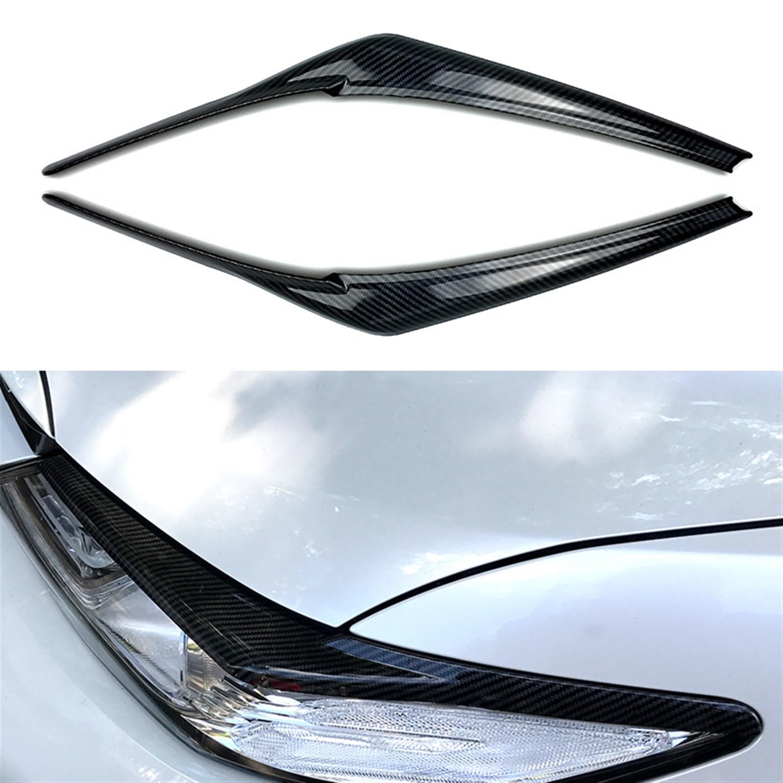 Naklejki na reflektory samochodowe, brwi, powieki, osłony na reflektory, brwi, pasujące do Toyoty Camry 2018-2022(Carbon Fiber)