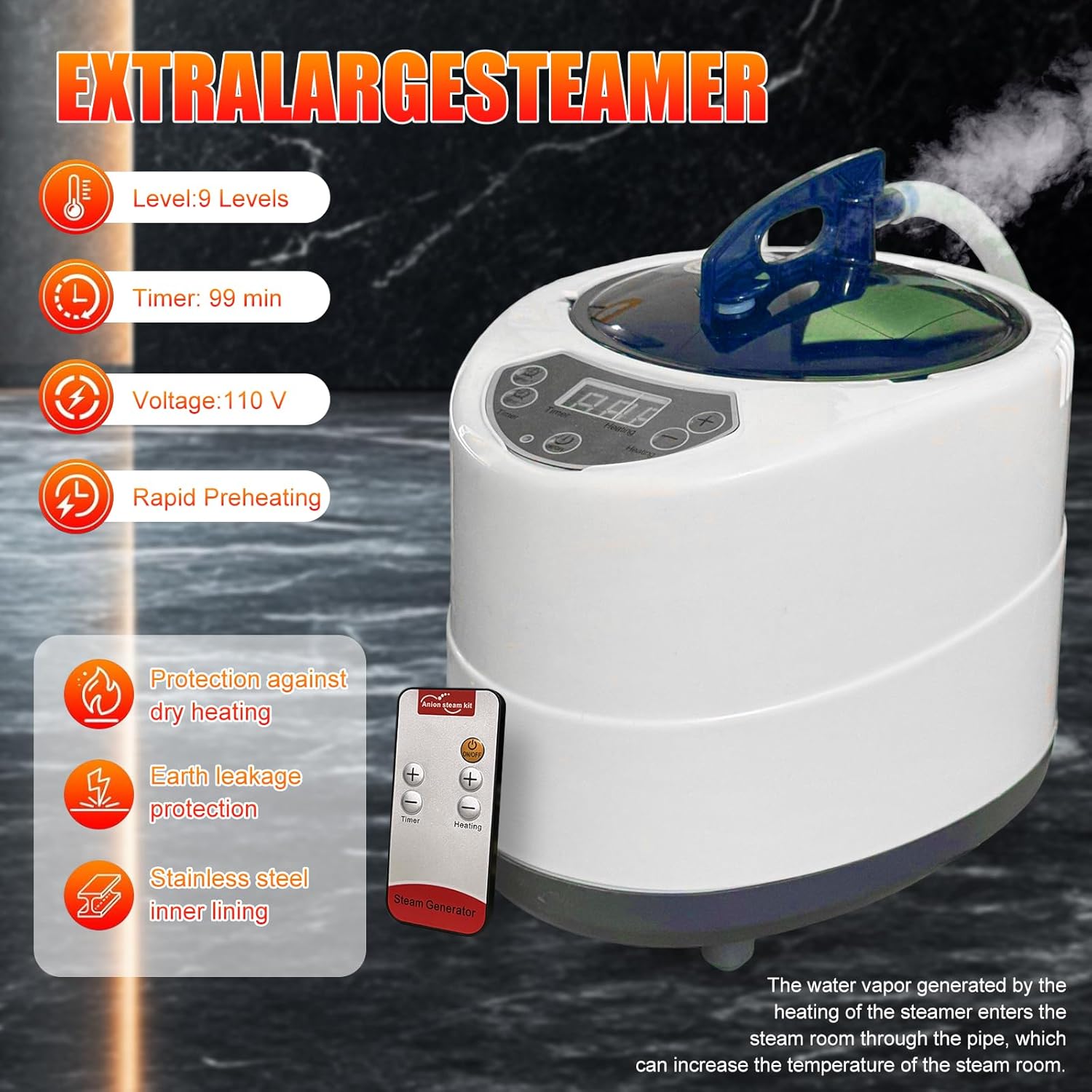 Portable Sauna Box for Home-Sauna Tent with 1500W 3L Steam Generator&Remote Control, 9 Heat Levels,Foldable Personal Sauna Kit for Detox, Weight Loss,Relaxation - Fits Users Up to 6"(Home Spa,Steamer)