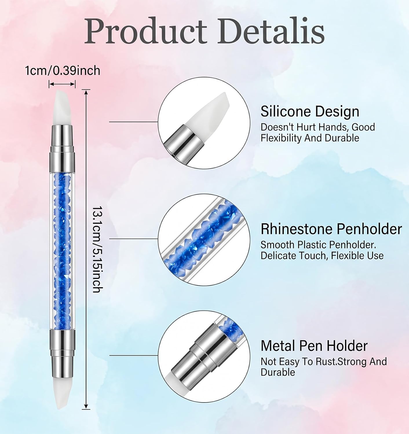 10 Pcs Silicone Nail Tool, Dual Ended Nail Art Sculpture Pen for Acrylic, Handle Nail Art Brushes Reusable Nail Design Tools for Beginners, Home Salon Use