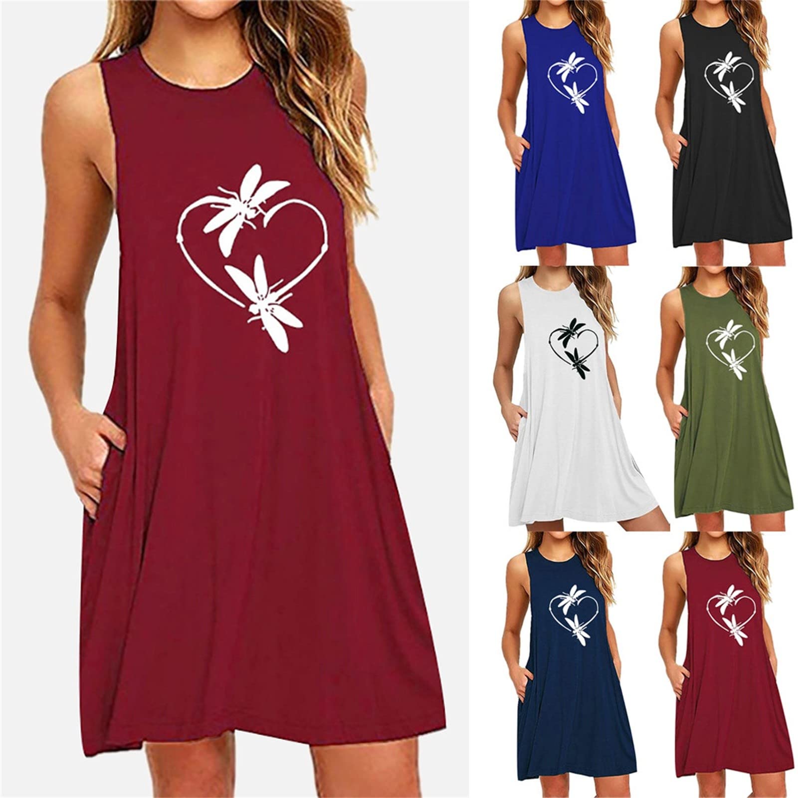Letnie sukienki dla kobiet damska sukienka z nadrukiem bez rękawów slim fit linia sukienka z kieszenią biała sukienka dla kobiet