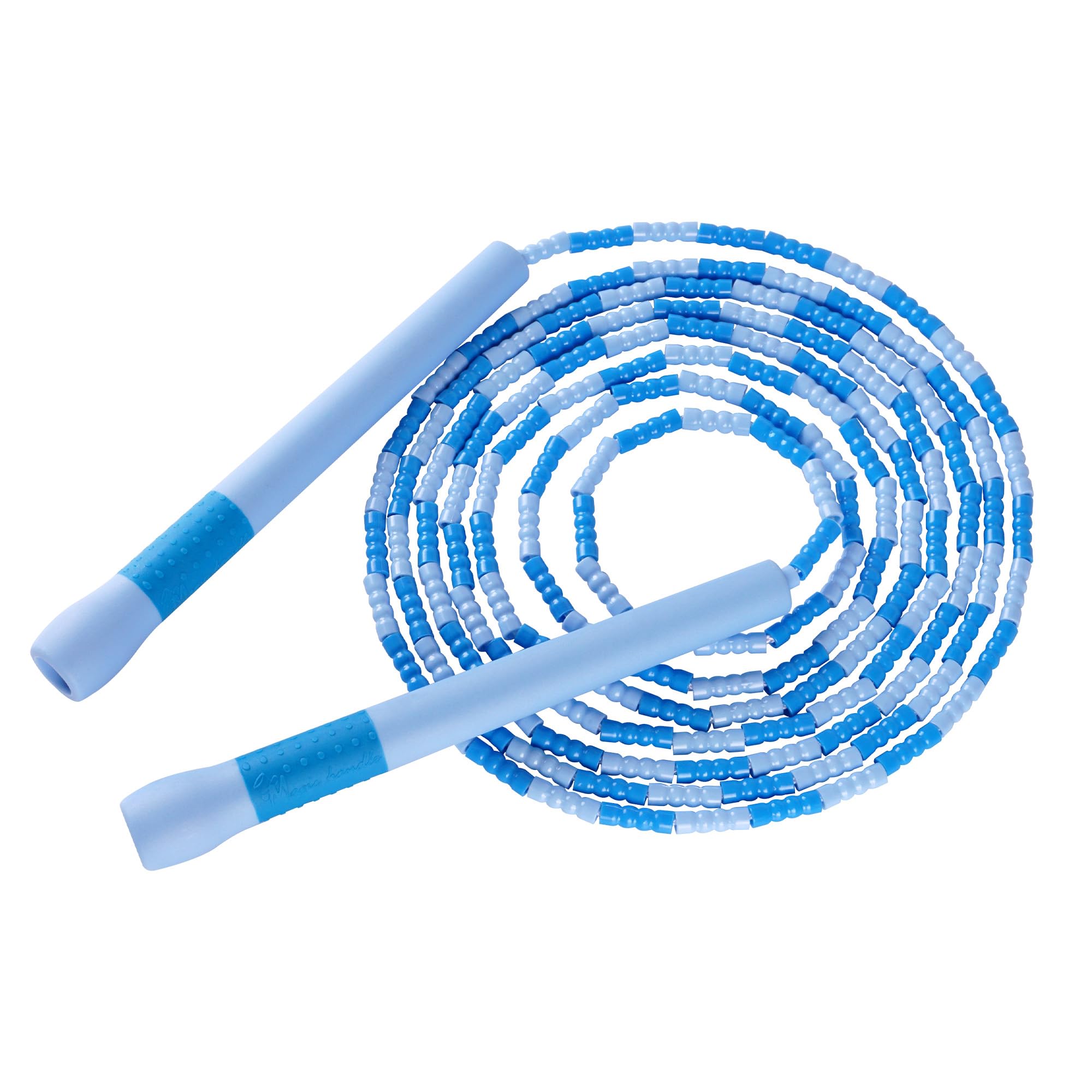 YUEDONG Beginners Safety Skipping Rope, Soft Segmented Bamboo Rope with Non-Slip Ergonomic Handle, Adjustable Length Shock-Absorbent Fitness Skipping Rope (1, BLUE, BEADED)