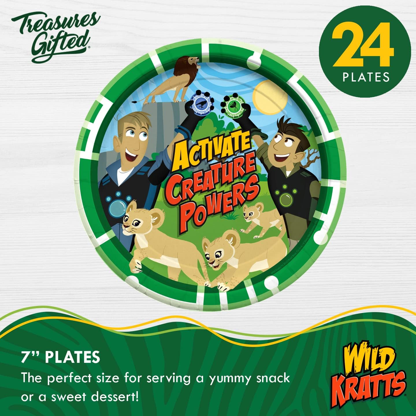 Treasures Gifted Officially Licensed Wild Kratts Birthday Party Supplies - Serves 24 Guests Dinnerware Starter Set Wild Kratts Party Supplies - Wild Kratts Party Decorations, Plates & Napkins