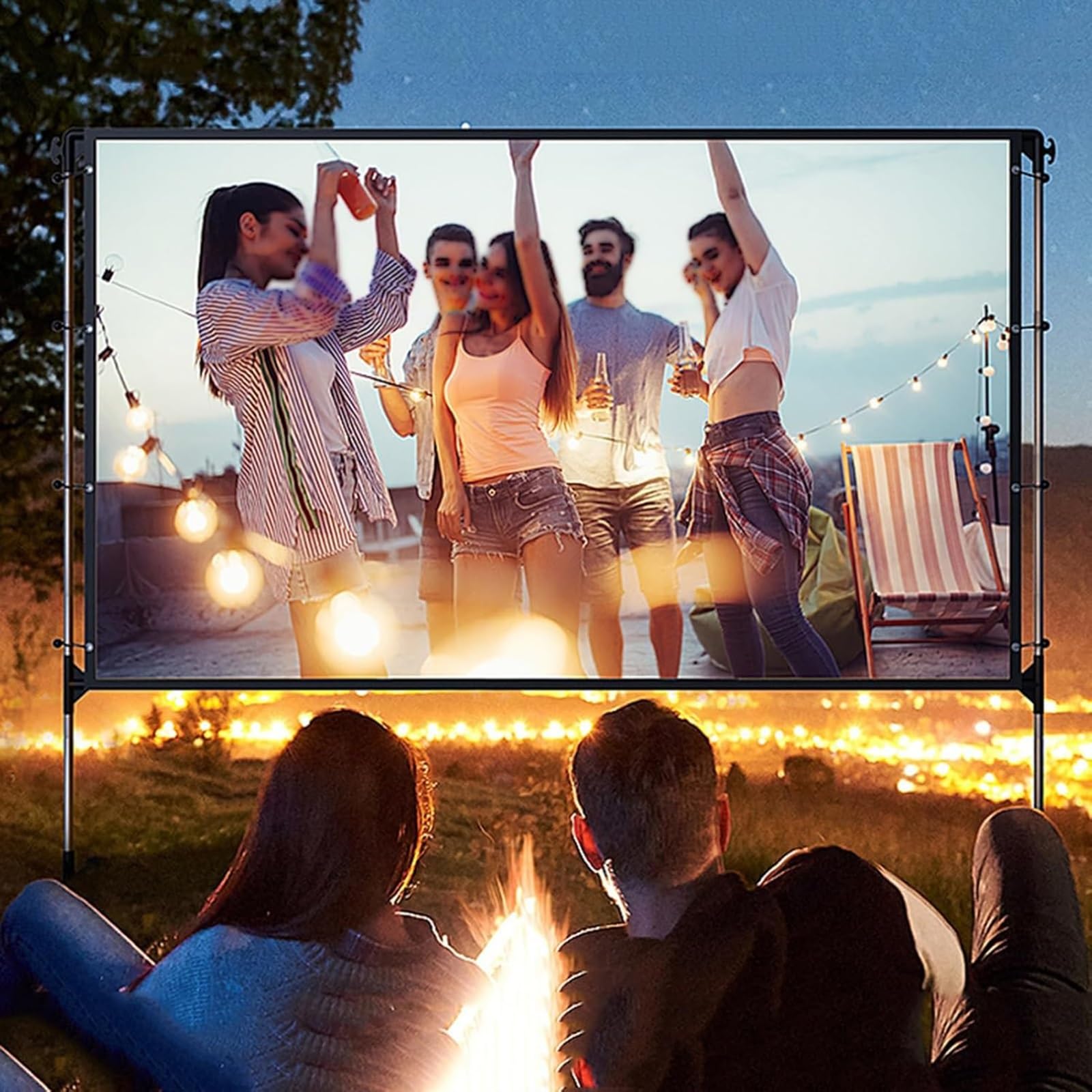Telo per Proiettore da Esterno, 100/120/150 pollici, 16:9, Pieghevole, Antipiega, Schermo per Proiettore per Campeggio, Feste, Home Theater in Giardino(100inch(16:9))