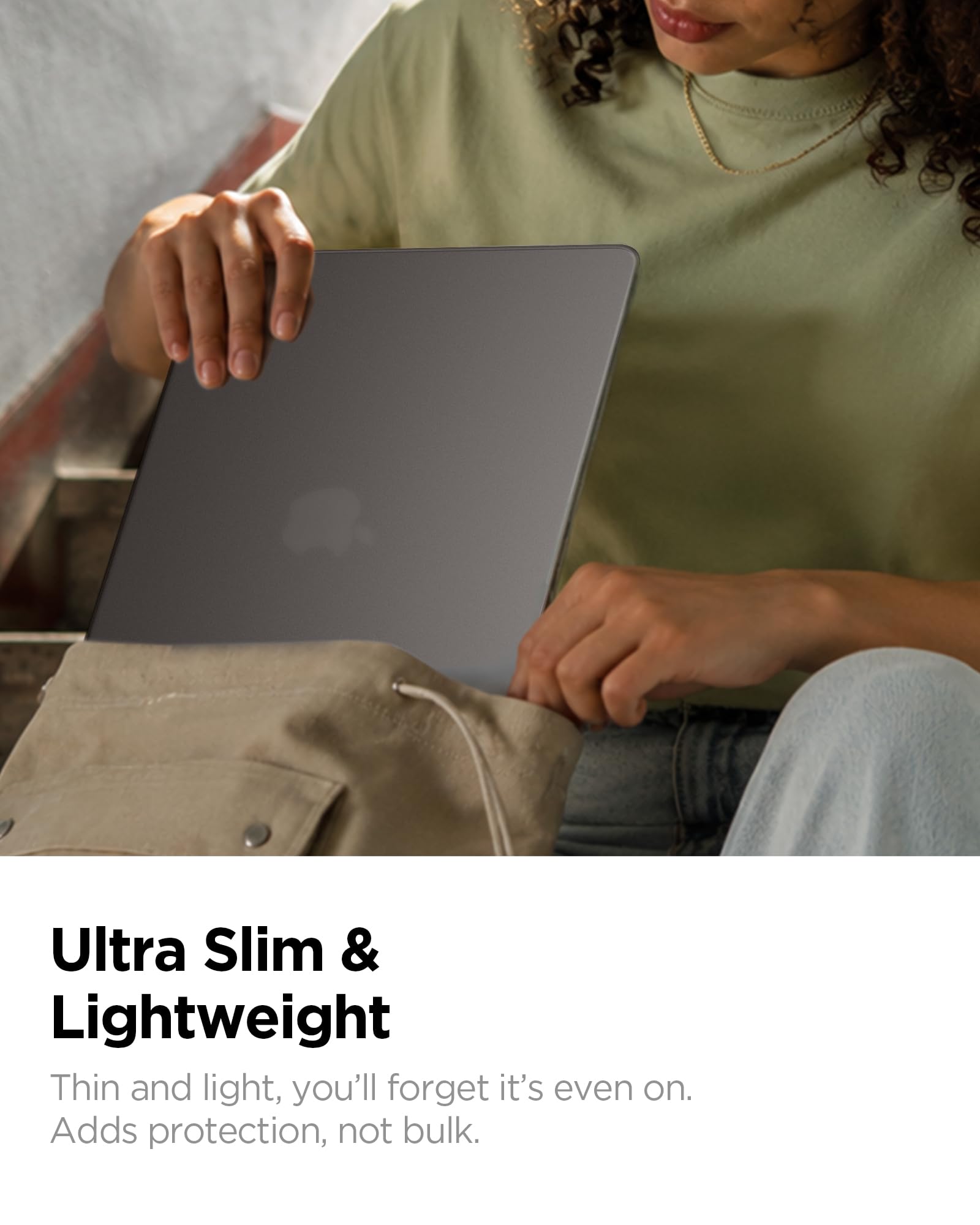 Spigen Air Skin Coque Rigide Transparent Compatible MacBook Air 13 M5 M4 M3 M2 2026-2022 Noir Givré