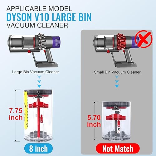 Miniatura 2 de Contenedor mejorado compatible con el recipiente de aspiradora Dyson V10, repuesto de contenedor de polvo grande para Dyson Número de pieza 969509-01