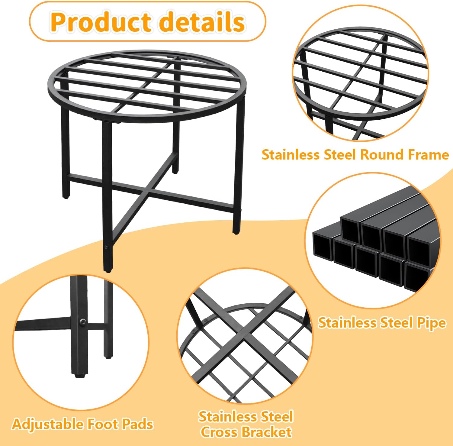 Stainless Steel Rain Barrel Stand, Rain Water Collection Barrel Stand, Heavy Duty Water Collection Base for 45/50/55 Gallon Plastic Rain Barrel