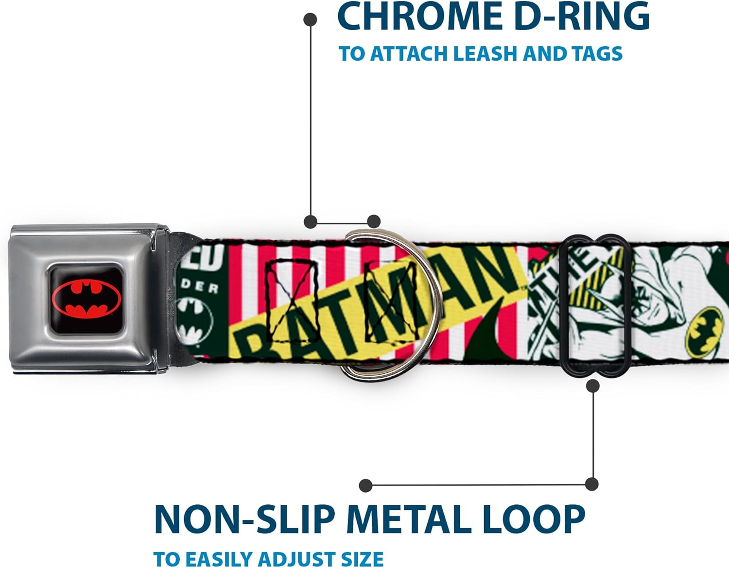 Buckle-Down Seatbelt Buckle Dog Collar - Batman Caped Crusader - 1" Wide - Fits 9-15" Neck - Small