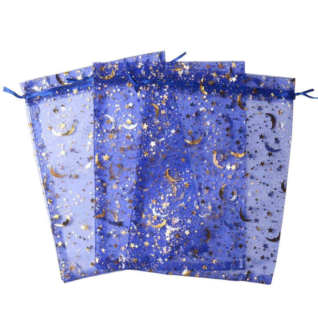 100 Bolsas de Organza con cordón para Regalo de Boda con diseño de Estrellas y Luna