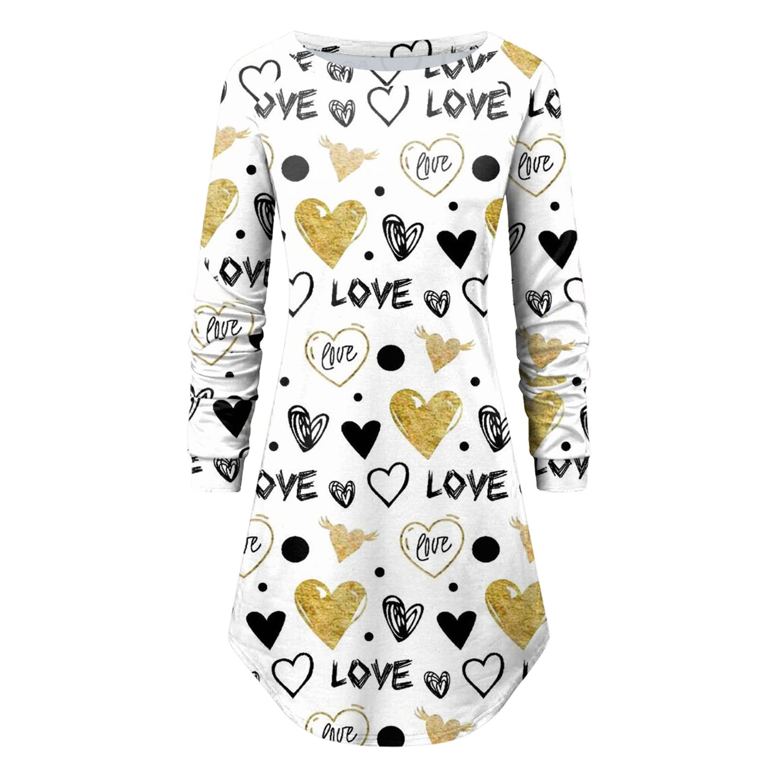 Vestido de Gala Vestidos de Verano para Mujer 2023 Señoras Casual Vestido de San Valentín Moda Cómodo Amor Corazones Impreso