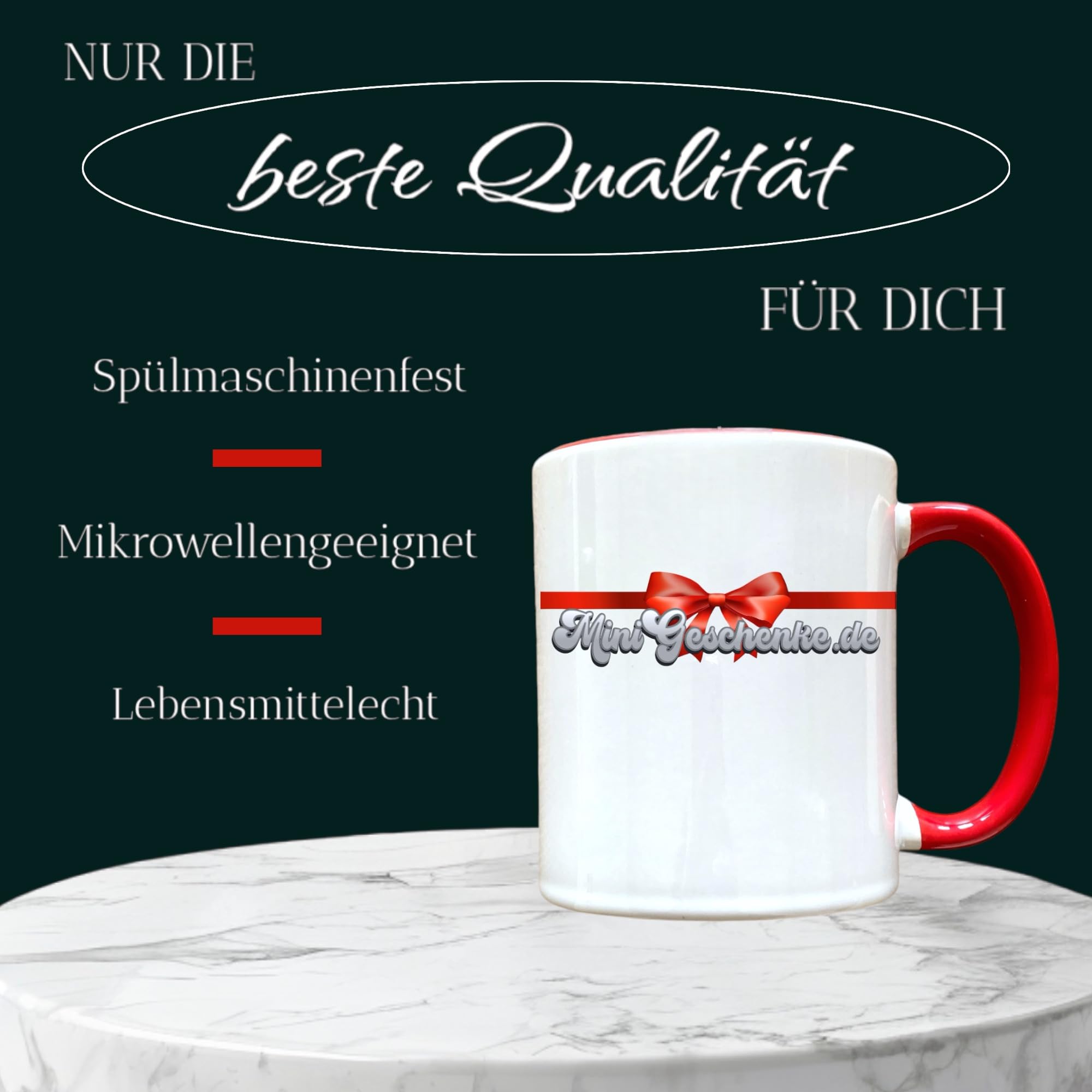 Norddeutsche Kaffeetassen-Set, 6 Stück, 330ml, Sprüche-Design, Spülmaschinenfest, Weiß, beidseitig bedruckt (6 Tassen Hä?!)