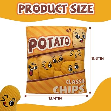 Removable Potato Chips Stuffed Animal with Zipper Throw Pillow Plush