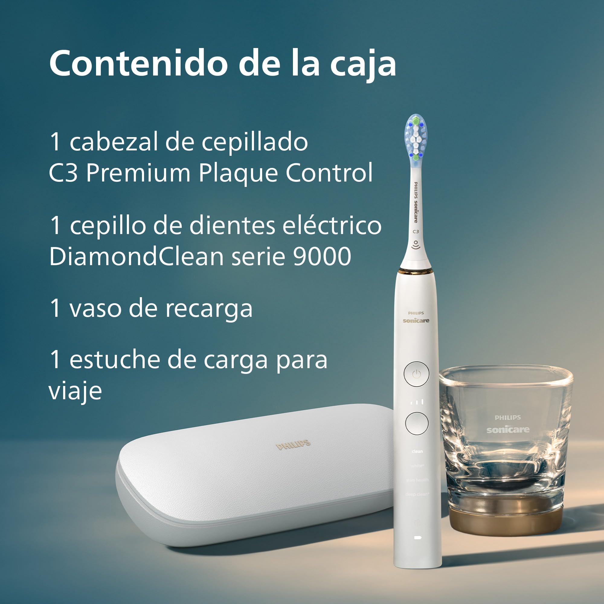 Philips Sonicare DiamondClean 9000 cepillo dental eléctrico, cepillo dental sónico con aplicación, sensor de presión, 4 modos de cepillado, 3 niveles de intensidad, modelo HX9911/94