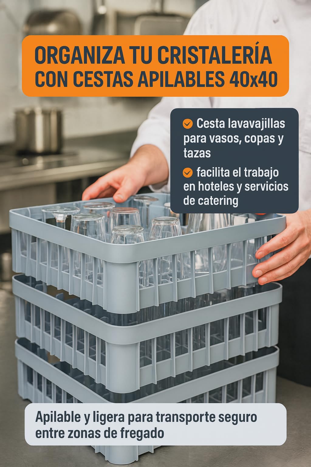 RO Linea Bianca - Cestino per lavastoviglie, 20 pivot, 400 x 400 x 110 mm, in polipropilene industriale, impilabile, forato, essiccato, compatibile con Sammic Silanos Jemi Infrico San Marino