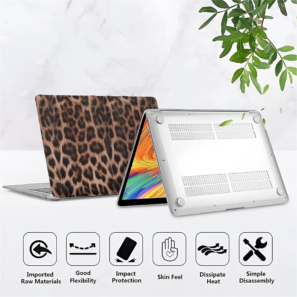 Case Compatible with MacBook Air 13 Inch 2018-2022 Release Model M1 M2 A2681,Funny Protector Cover for Air13 Retina Display with Touch ID-Retro Leopard Print,13.3Air(A1932)