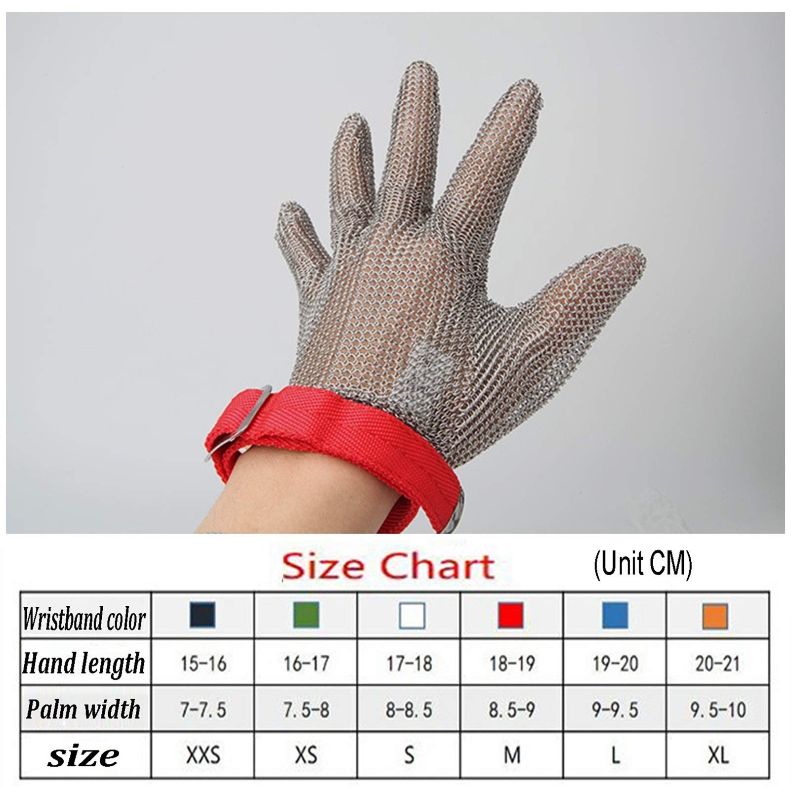 Guantes Anticortes, Guantes anticorte con Malla Protectora de Acero Inoxidable 304L, Guantes de Trabajo de Seguridad para Cocina, jardinería y Exteriores.