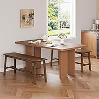 Vista 4 de HOOBRO Banco de comedor de bambú de 39.3 pulgadas, banco de mesa de cocina de granja, muebles de cocina y sala de estar, fácil de montar, resistente