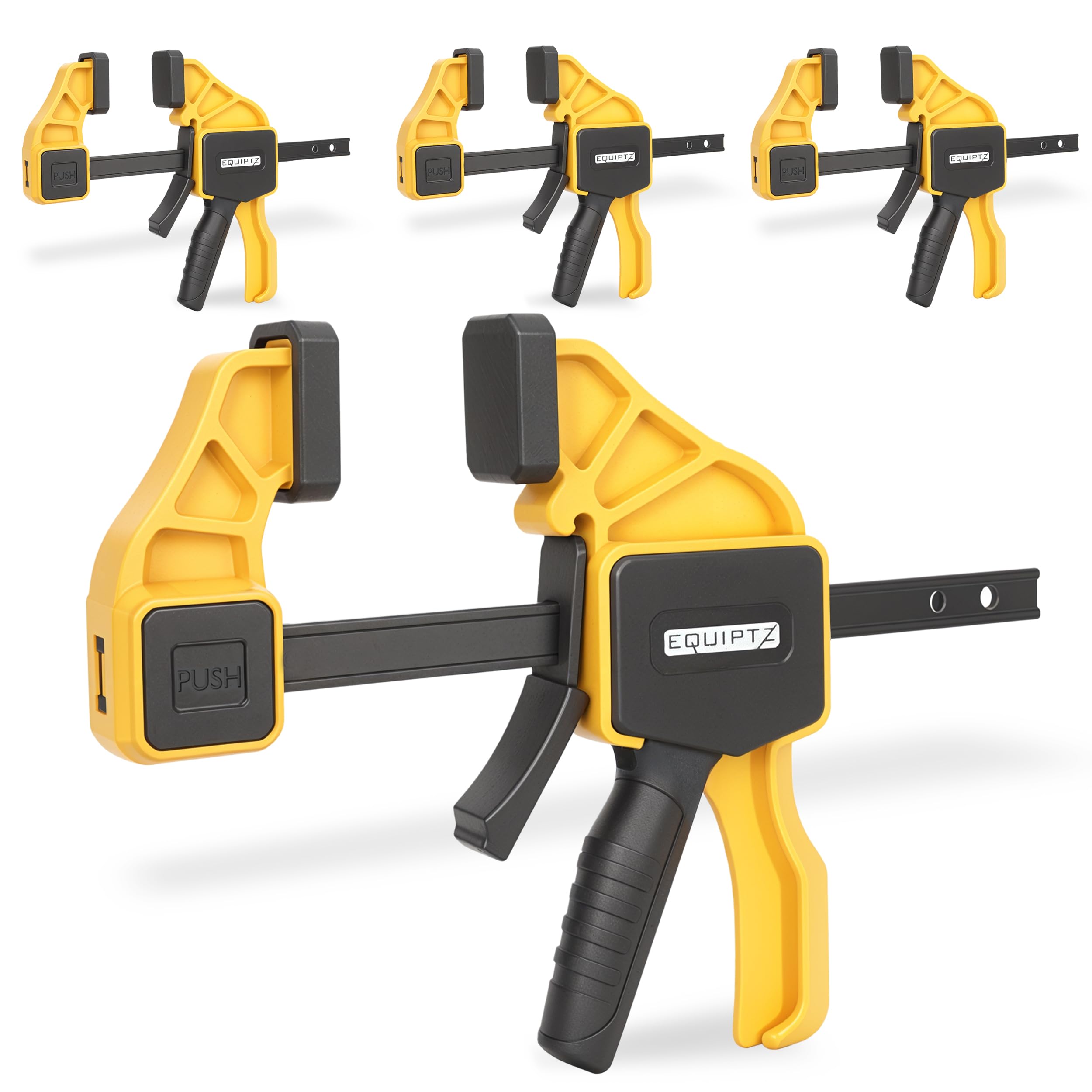 EQUIPTZ 6 inch Bar Clamps for Woodworking – 4 Pack Quick Grip Clamps Set with 150 lbs Force – Wood Clamps for Gluing, Carpentry, DIY, and Metalworking