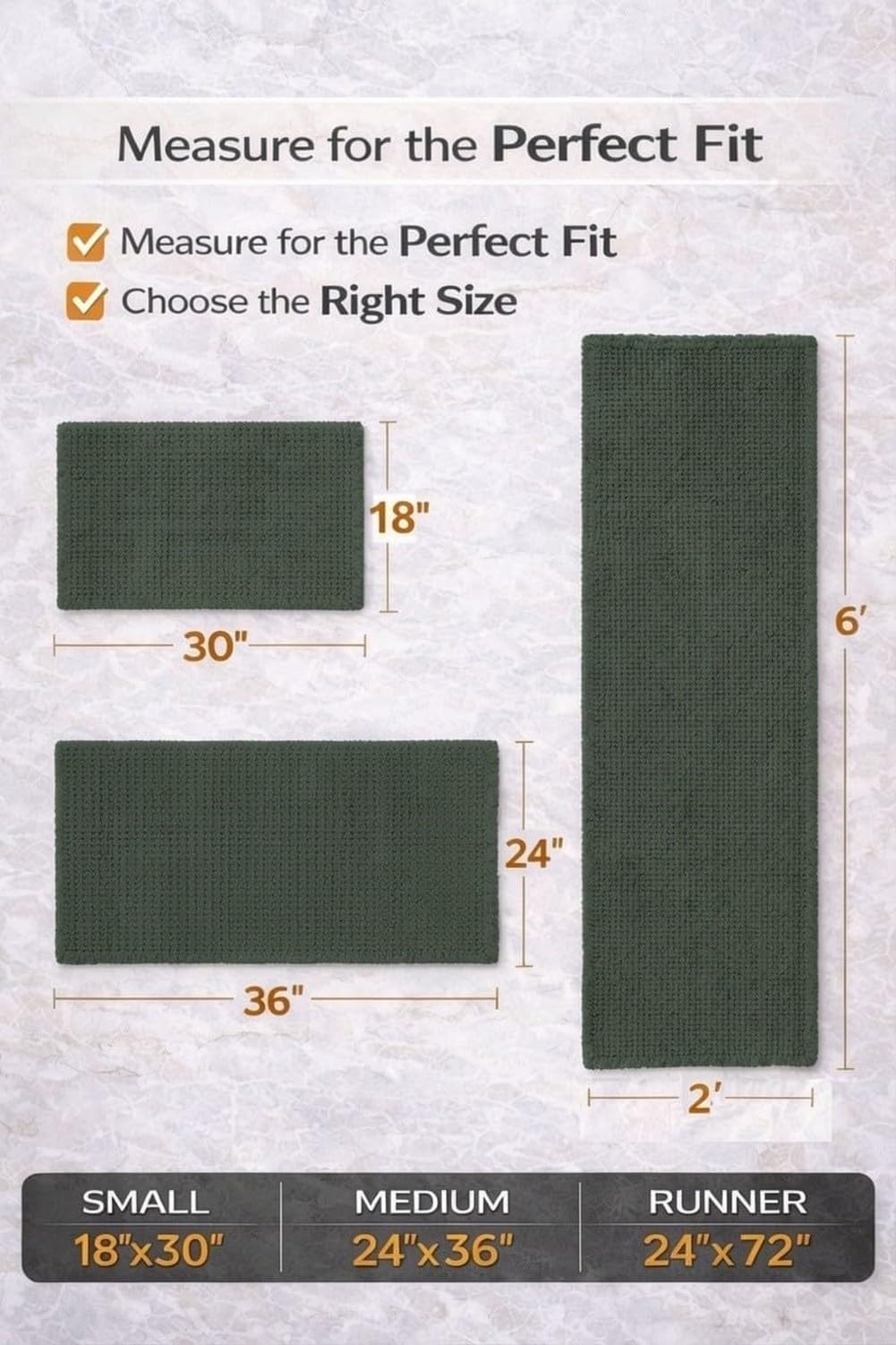 Alfombrilla de baño de gofre extra absorbente y antideslizante, diseño ultrasuave con borlas decorativas, lavable a máquina con respaldo de goma antideslizante,, Verde scuro, 46x76 cm (rettangolare)