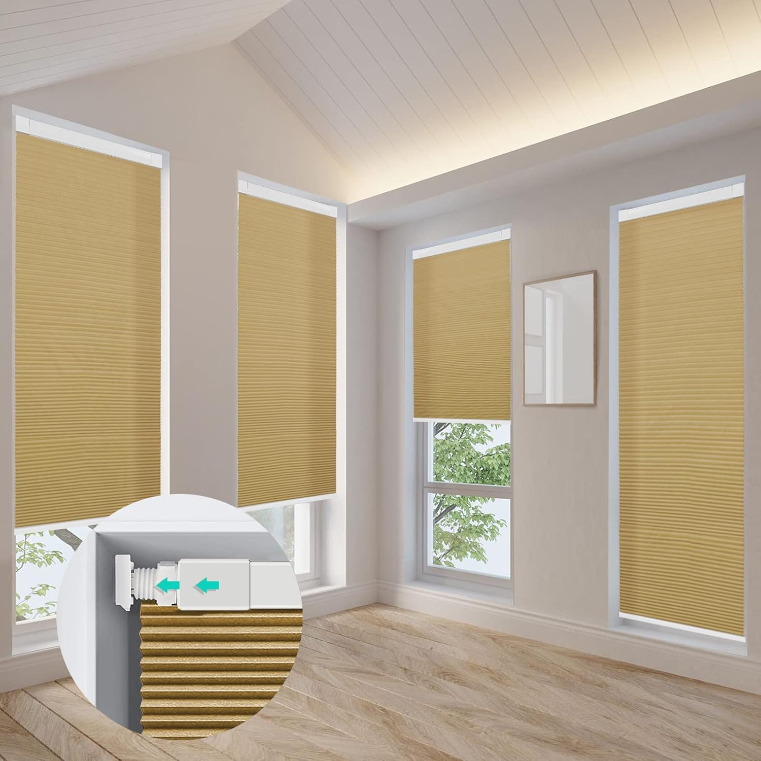 No Drill Cordless Window Blinds, Beige Custom