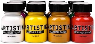 Artistic Leather Paint Set with Brush Applicator – Acrylic Shoe Paint with Glossy Finish – 30ml Shoe Dye for Bags, Boots, Sneakers, Jackets, & Car Seat – Pack of 12