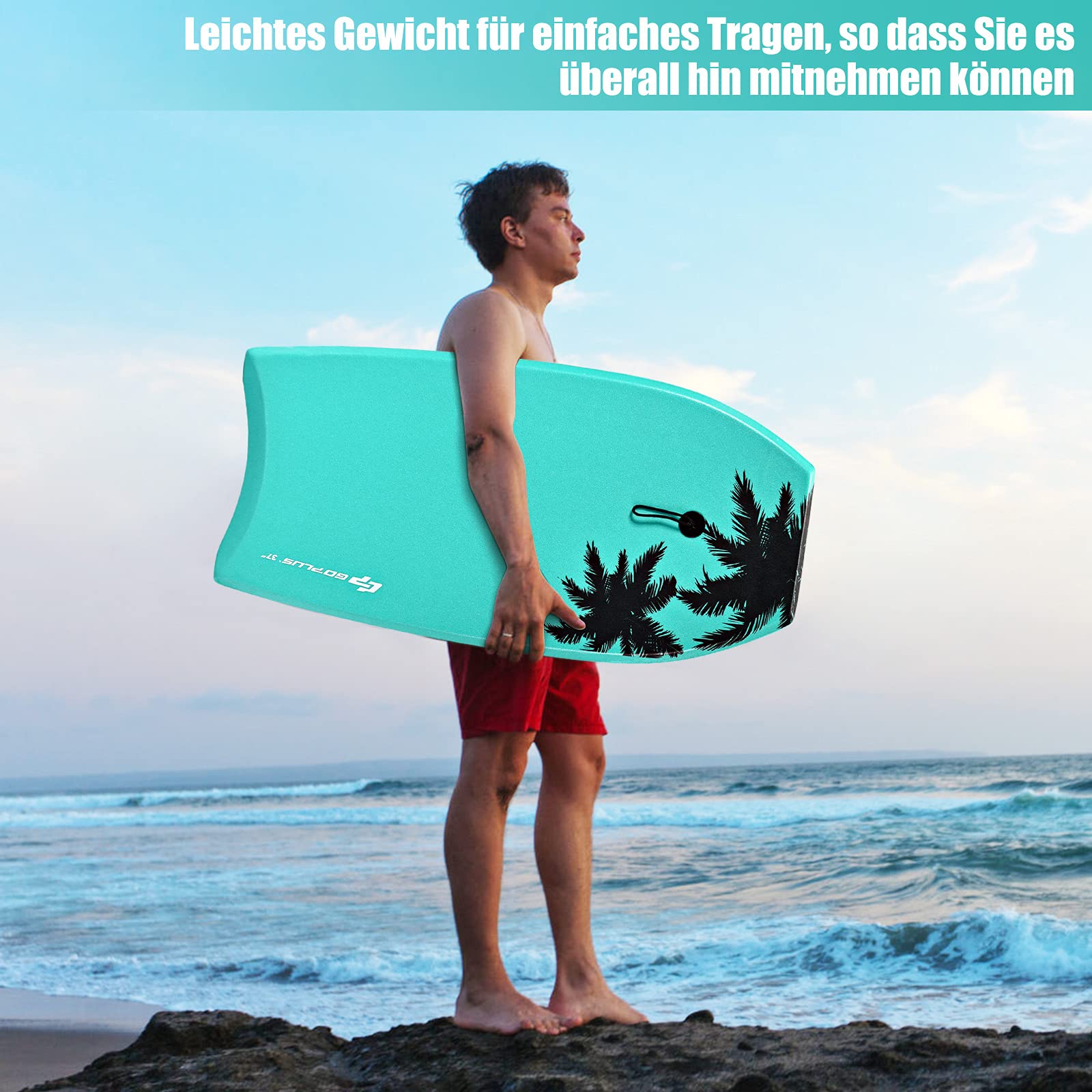 GOPLUS Tabla de surf, tabla de natación, 94 x 47 x 5,5 cm (verde-M)