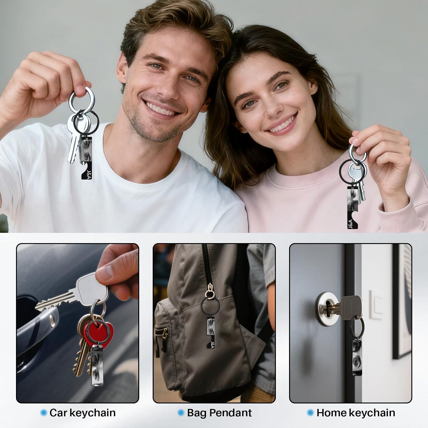 Custom Stainless Steel Keychain - Personalized Double Sided Engraved Text Name Keychains, Customized Gifts for Him/Her - Image 4
