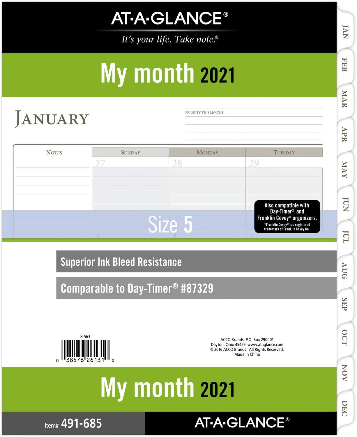 AT-A-GLANCE Day Runner Monthly Planner Refill, 87329 DAY-TIMER, Size 5 (11DR42081021)