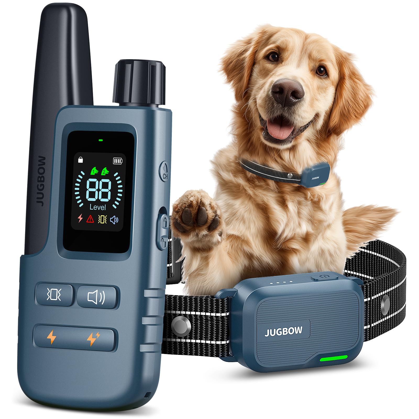 Jugbow Dog Shock Collar - 4200FT Dog Training Collar with Remote IPX7 Waterproof Electric Collar with 4 Training Modes, Security Lock, Rechargeable e-