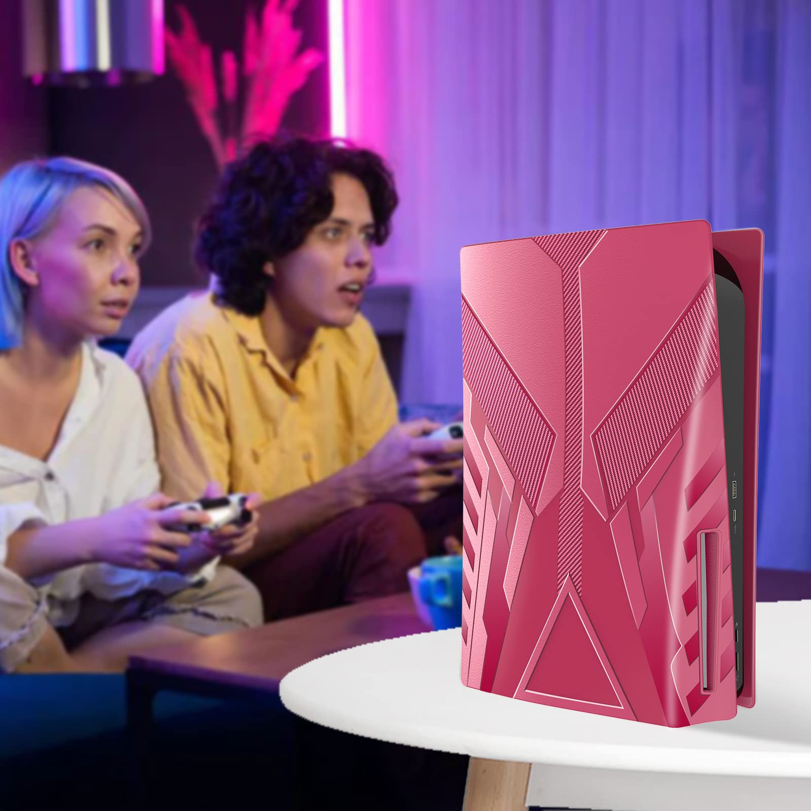 HEYSTOP Coque de Protection pour PS5 Faceplate pour Console PS5, PS5, Noir - Plaque latérale Rigide, Rouge, Unisexe
