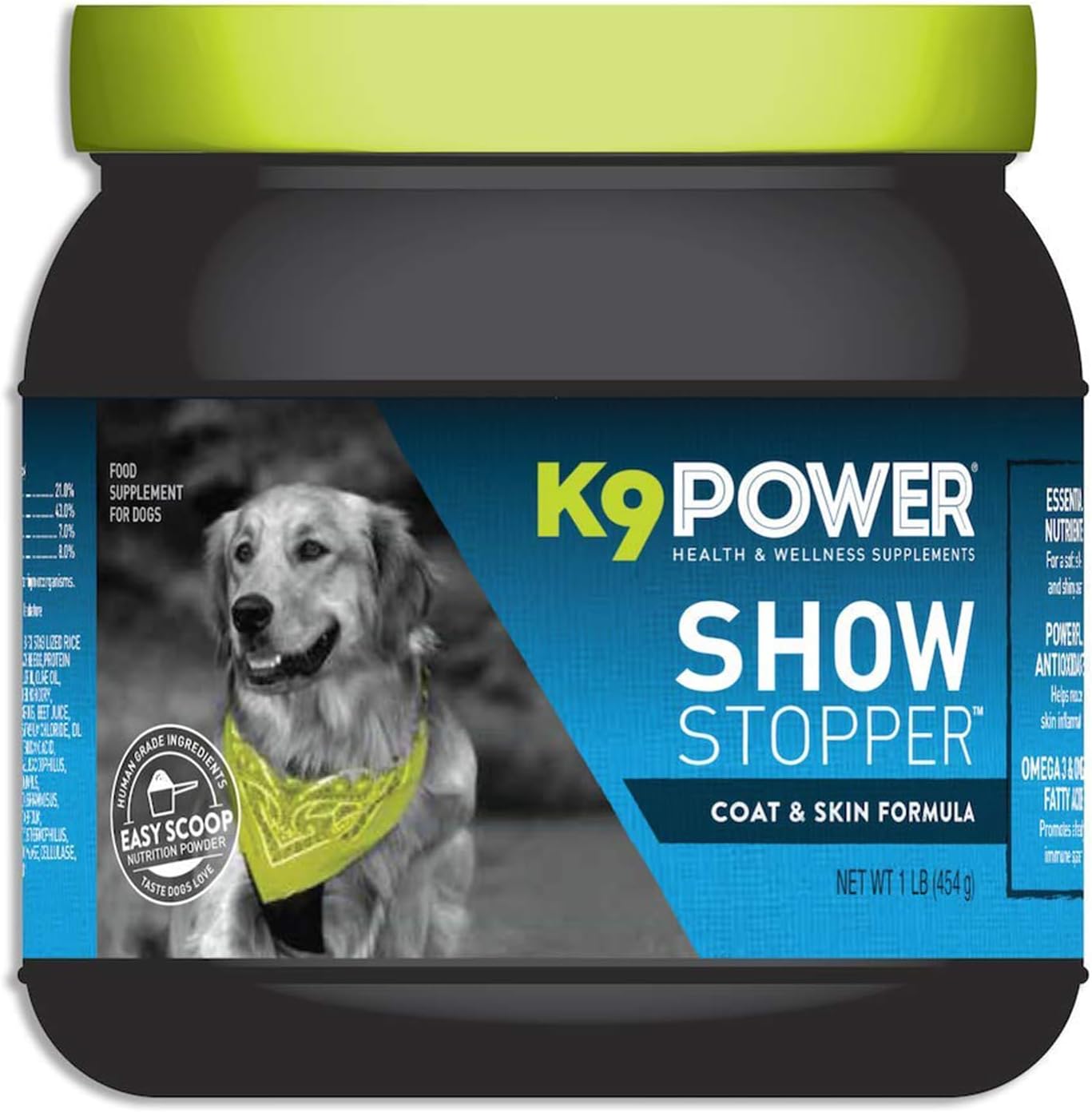 K9 Power - Show Stopper, Healthy Coat & Skin Supplement for Dogs, Reduces Itching & Shedding, Dry Skin, Seasonal Allergies, Omega 3s, 1lb