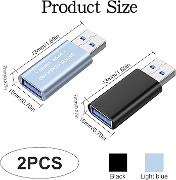 XMSJSIY USB Data Blocker USB Type-A 3.0 Data Defender - 2PCS | Only for Quick Charge Protect Against Juice Jacking Secure Adapter Refuse Hacking for Smartphones Tablets Laptops
