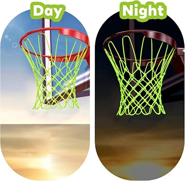 Nogeqi Nightlight Basketball Net Replacement, Basketball Hoop Net, Nylon Basketballs Nets Heavy Duty Outdoor, Fits Outdoor Indoor Standard Rim, All Weather Anti Whip Anti-Entanglement(12 Loops)