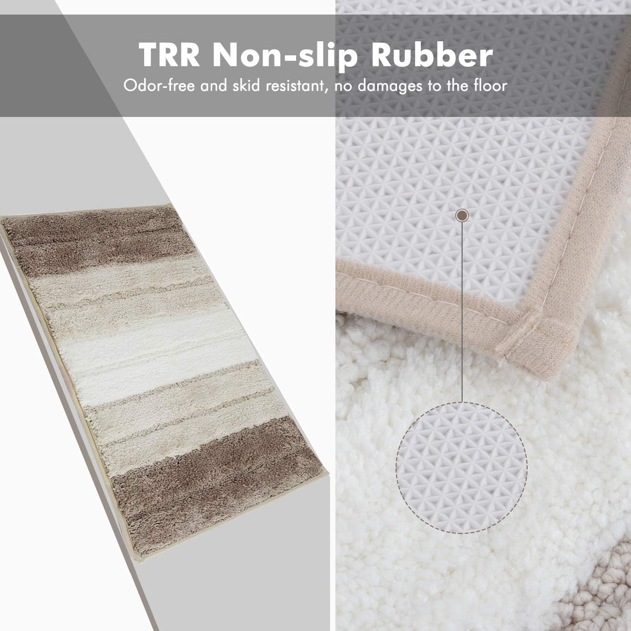 Lewondr Stripe Door Mat, Non-Slip Soft Microfiber Entry Way Welcome Doormat Bathroom Rug, Heavy Duty, Absorbent, Machine Wash Bath Mat for Indoor Outdoor 20"x32"(50x80cm) - Gradient Brown