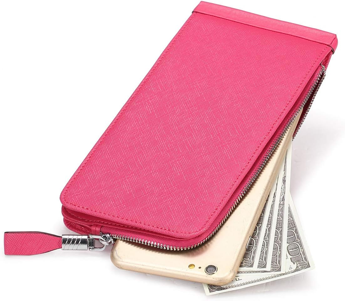 Women's Genuine Leather Credit Card Holder RFID Long Zipper Purse Wallet - Image 6