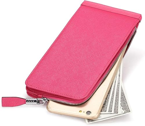 Miniatura 6 de Cartera de piel auténtica para mujer, con cremallera larga con cremallera RFID